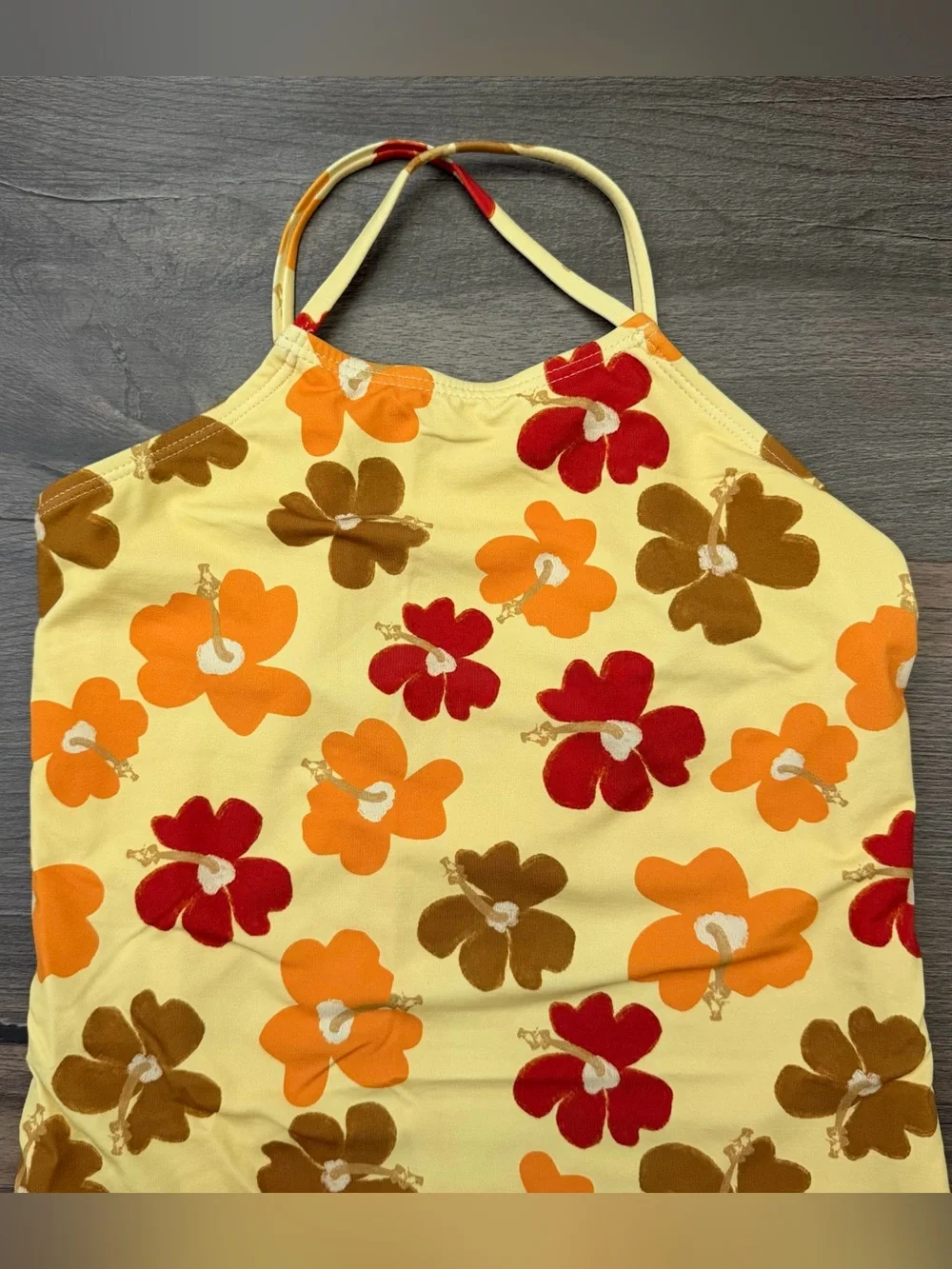 Zara Girl's Yellow Floral Print Guldor Surf Romper Swimsuit Size 9-10